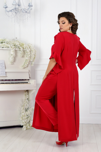 Комплект брюк и длинной туники из сатина для больших размеров Ninele 5990 красный - фото 2
