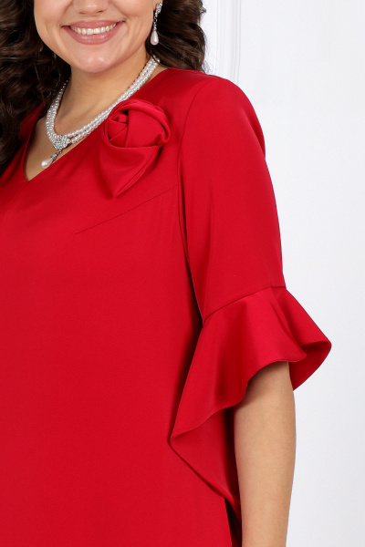 Комплект брюк и длинной туники из сатина для больших размеров Ninele 5990 красный - фото 3