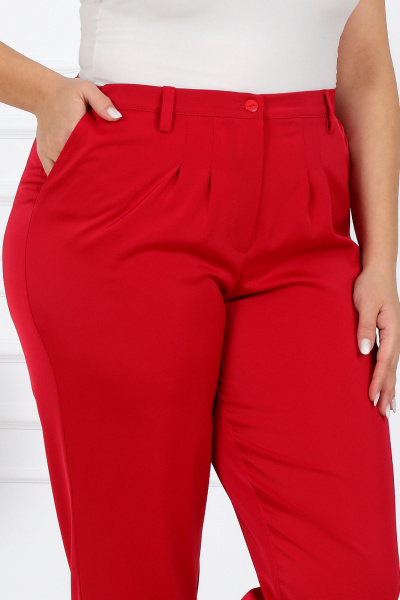 Комплект брюк и длинной туники из сатина для больших размеров Ninele 5990 красный - фото 4