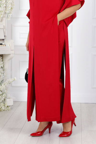 Комплект брюк и длинной туники из сатина для больших размеров Ninele 5990 красный - фото 7