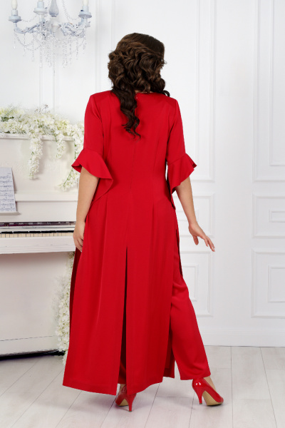 Комплект брюк и длинной туники из сатина для больших размеров Ninele 5990 красный - фото 13