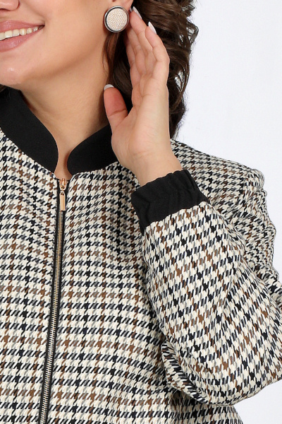 Демисезонный жакет из костюмной ткани с прорезными карманами Ninele 7445 гусиная лапка - фото 2