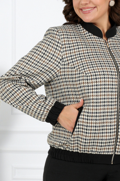 Демисезонный жакет из костюмной ткани с прорезными карманами Ninele 7445 гусиная лапка - фото 3