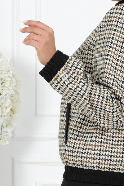 Демисезонный жакет из костюмной ткани с прорезными карманами Ninele 7445 гусиная лапка - фото 11