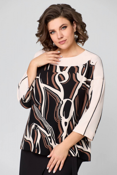 Блуза, брюки Мишель стиль 1172 черно-бежевый - фото 11