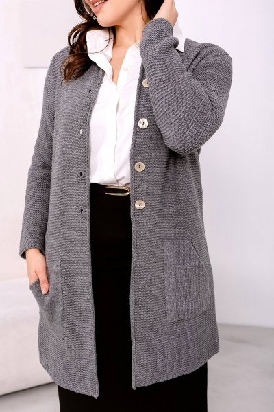 Кардиган из мягкого трикотажа с oversize кройом и натуральным составом Romgil 906ПТЗ темно-серый - фото 4