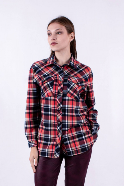 Рубашка прямого силуэта из текстиля с карманами Mita ЖМ1191 красный - фото 1