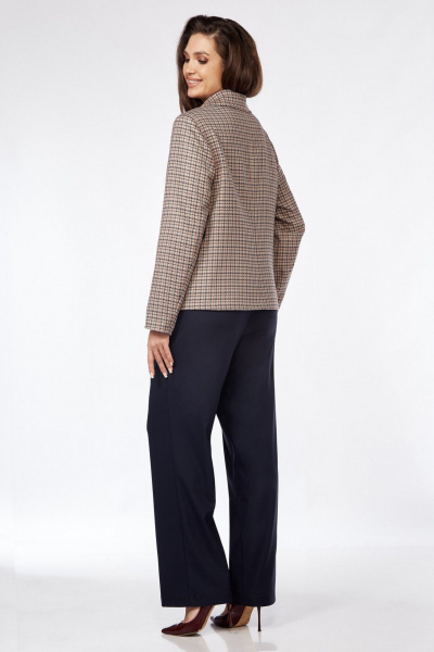 Деловой комплект бежевый и синий, жакет, брюки и блуза Matini 1.1729 - фото 9