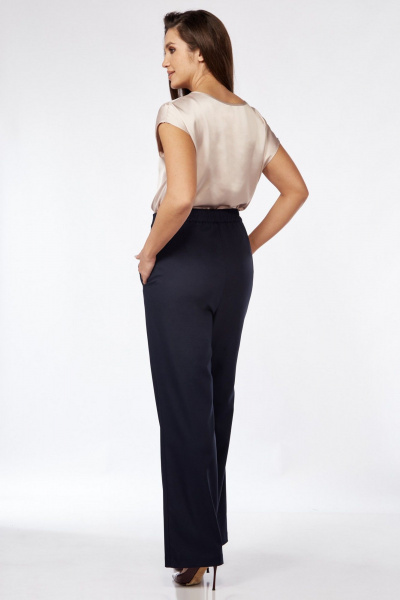 Деловой комплект бежевый и синий, жакет, брюки и блуза Matini 1.1729 - фото 6