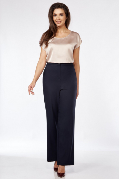 Деловой комплект бежевый и синий, жакет, брюки и блуза Matini 1.1729 - фото 4