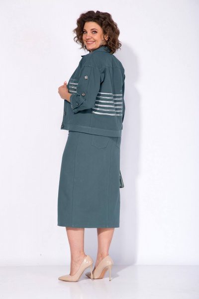 Жакет, юбка Liliana 1285 серозеленый - фото 5