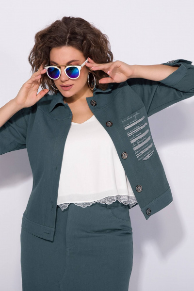 Жакет, юбка Liliana 1285 серозеленый - фото 4