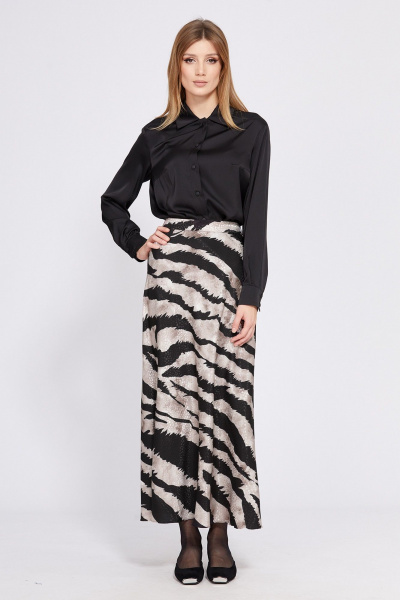 Демисизонная блуза из атласа черная в стиле на каждый день EOLA 2508.1 черный - фото 5