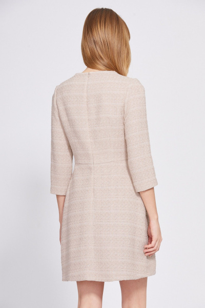 Деловое платье из твида с карманами и отрезной талией EOLA 2554 бежевый - фото 9