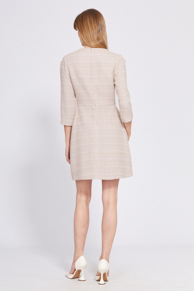 Деловое платье из твида с карманами и отрезной талией EOLA 2554 бежевый - фото 8