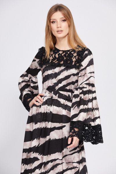 Платье EOLA 2565 бежево-черный_принт - фото 4