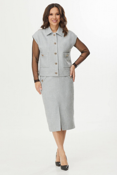 Блуза, жилет, юбка Магия моды 2392 серый+черный - фото 1