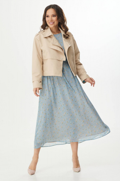 Куртка, платье Магия моды 2393 беж+голубой - фото 7