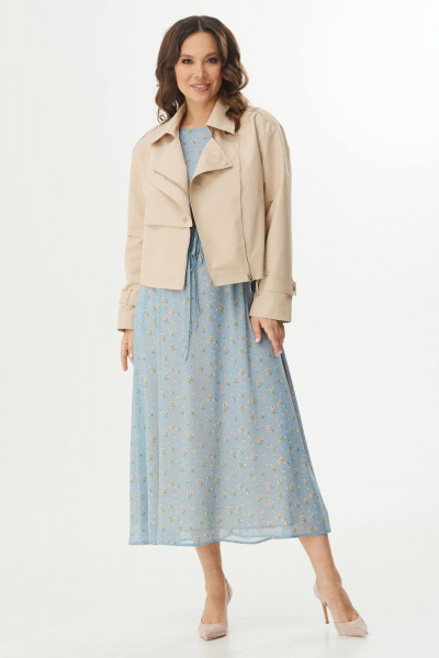 Куртка, платье Магия моды 2393 беж+голубой - фото 1