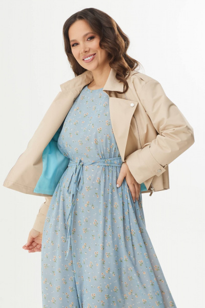Куртка, платье Магия моды 2393 беж+голубой - фото 6