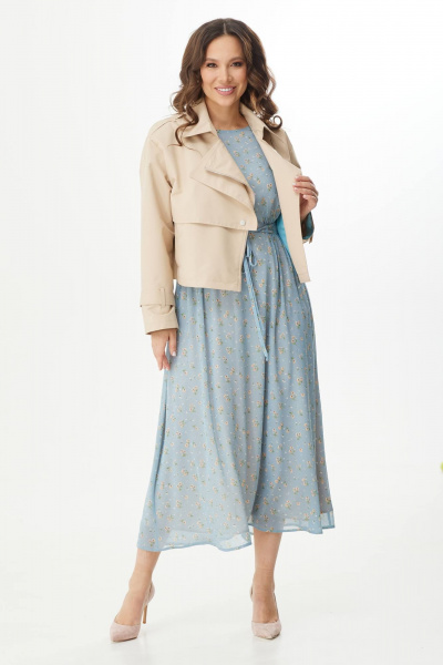 Куртка, платье Магия моды 2393 беж+голубой - фото 2