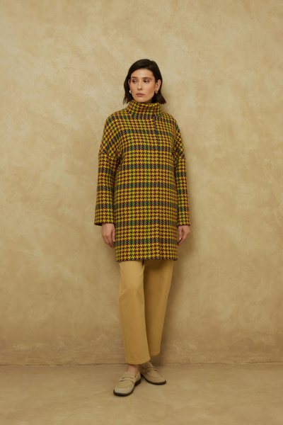 Пальто из пальтовой ткани с мультиколорным принтом Elema 1-432-164 гусиная_лапка - фото 1