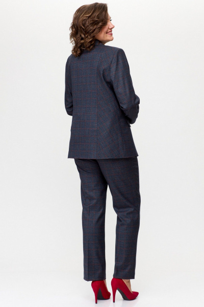 Комплект из жакета и классических брюк из текстиля БелЭльСтиль 203-2 83 22+596-2 89 22 сине-красная_клетка - фото 7