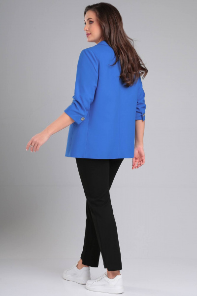 Жакет прямого силуэта из текстиля с отрезным бочком LeNata 11324 лазурный - фото 5