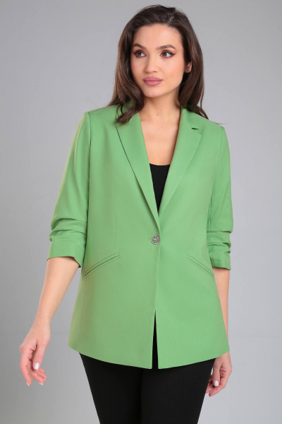 Жакет прямого силуэта из текстиля с отрезным бочком LeNata 11324 салатовый - фото 1