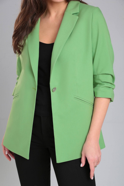 Жакет прямого силуэта из текстиля с отрезным бочком LeNata 11324 салатовый - фото 3