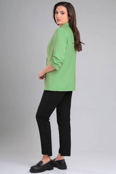 Жакет прямого силуэта из текстиля с отрезным бочком LeNata 11324 салатовый - фото 5
