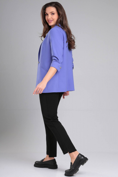 Жакет из текстиля с рельефами и карманами LeNata 11324 сиреневый - фото 5