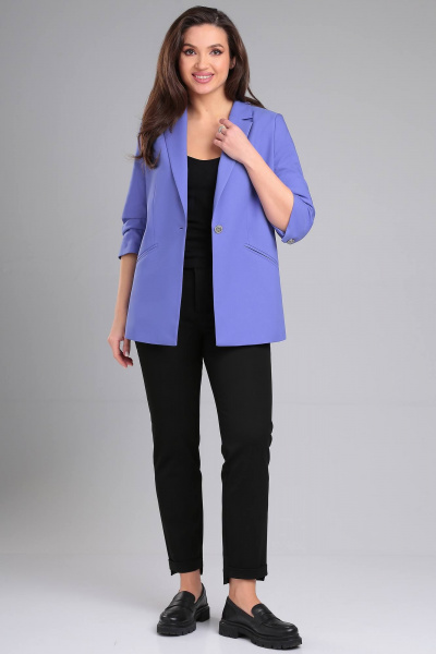 Жакет из текстиля с рельефами и карманами LeNata 11324 сиреневый - фото 4