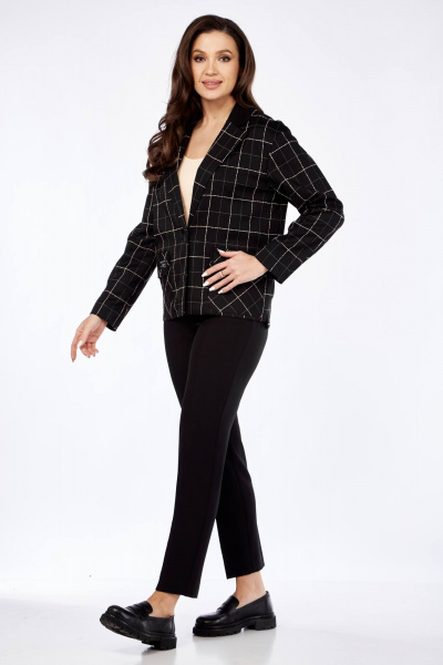 Брюки, жакет Vilena 941 черный+клетка - фото 5