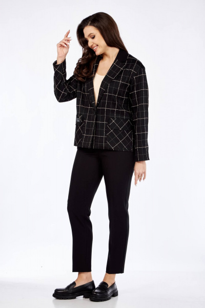 Брюки, жакет Vilena 941 черный+клетка - фото 4