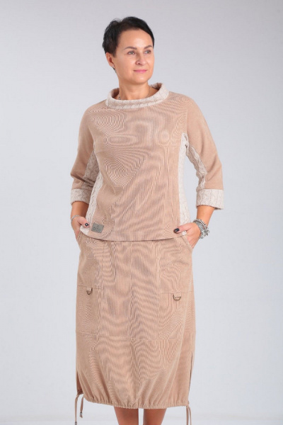 Блуза, юбка ZigzagStyle 500 бежевый - фото 2