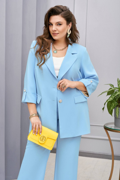 Брюки, жакет Vittoria Queen 22163/3 голубой - фото 3