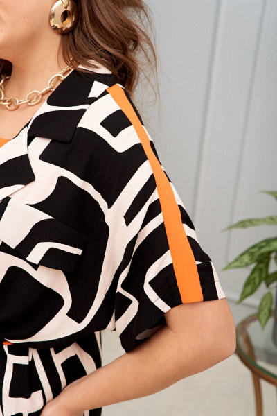 Блуза, брюки, жакет Vittoria Queen 22133 черный+оранж - фото 6