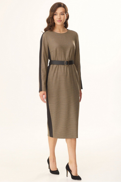 Бежевая блуза с контрастными вставками для офиса Faufilure C1603 - фото 2