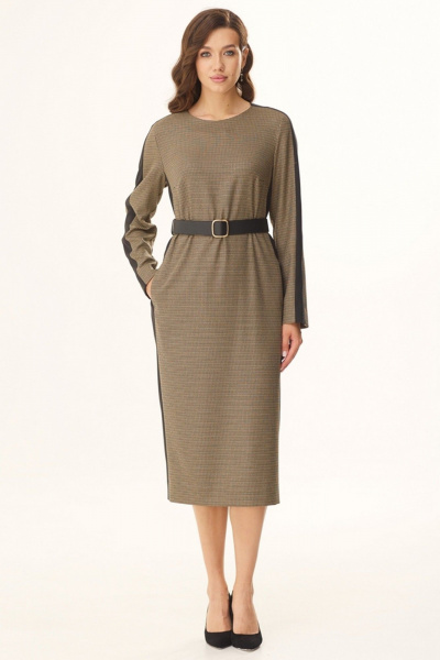 Бежевая блуза с контрастными вставками для офиса Faufilure C1603 - фото 1