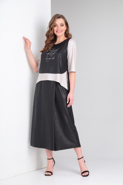 Блуза, брюки ZigzagStyle 429 иссине-черный+беж - фото 3