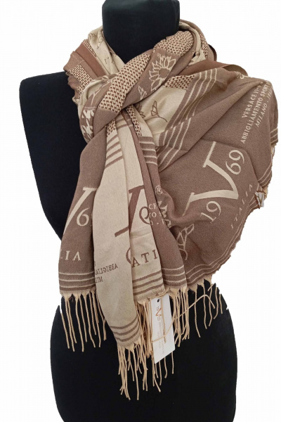 Шарф-жаккард Versace 1969 в бежево-коричневых оттенках TrendCorner 7-5-2-165 977 - фото 1
