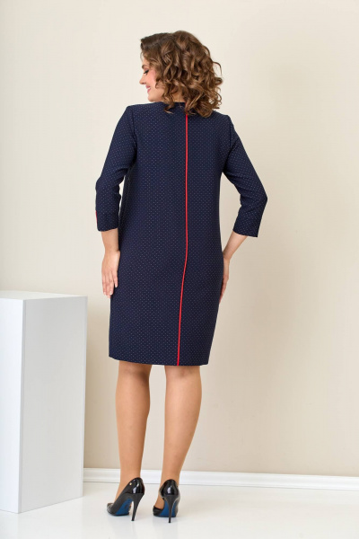 Деловое платье с шифон рукавами и воротником, прямой силуэт Moda Versal П2414 т.синий - фото 7