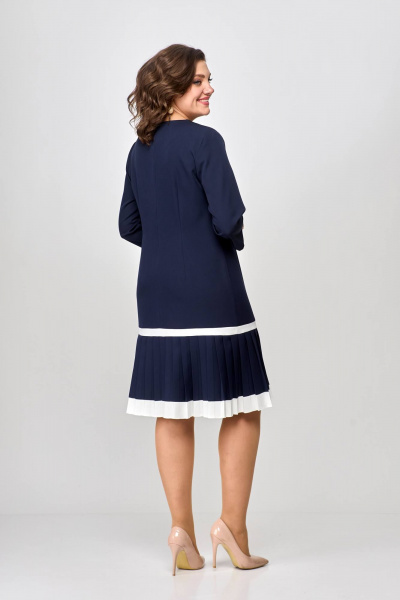 Темно-синее платье с белыми полосками и оборками на низу Moda Versal П2430 т.синий - фото 7