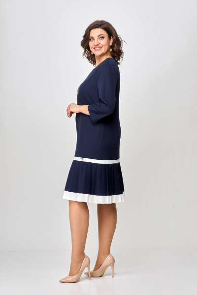 Темно-синее платье с белыми полосками и оборками на низу Moda Versal П2430 т.синий - фото 6