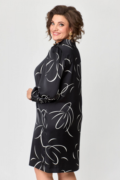 Платье в мелкую точку с рельефами и декоративной деталью, прямое Moda Versal П2466 черный - фото 7