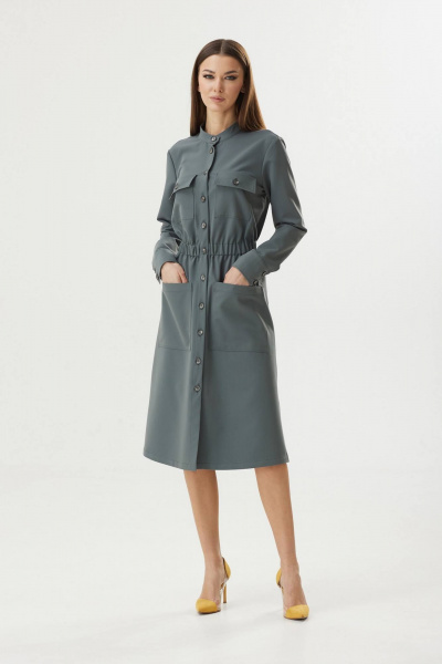 Платье-рубашка демисезонное в стиле сафари BARBARA В210 хаки - фото 4