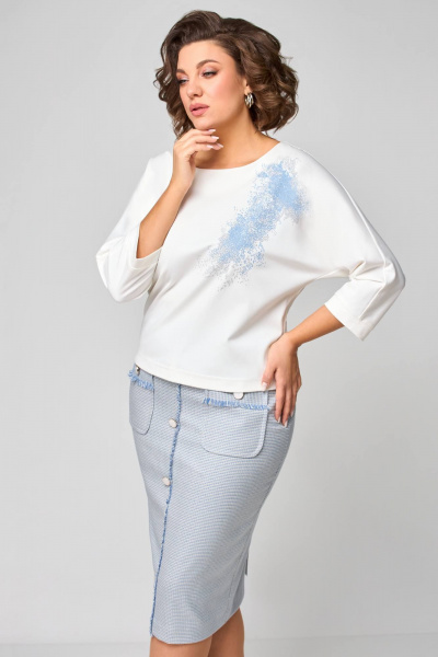 Джемпер, юбка Мишель стиль 1173 молочно-голубой - фото 11
