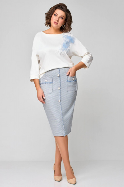 Джемпер, юбка Мишель стиль 1173 молочно-голубой - фото 9