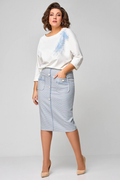 Джемпер, юбка Мишель стиль 1173 молочно-голубой - фото 8